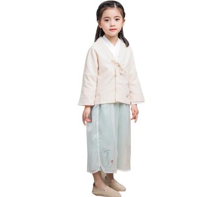 China Chinese traditional three-piece long sleeve girl ethnic style clothing for kids baby hanfu children flavor costume for sale