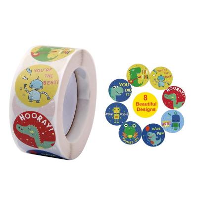 China Waterproof Round Thank You Encouragement Stickers Pack Aesthetic Cute Cartoon Die Cut Kids Reward Labels for sale