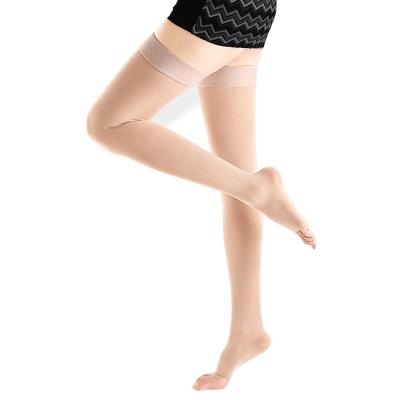 China Breathable Varicose Veins Long Hold Time Crowd 20-30 mmHg Compression Stockings For Open Toe for sale