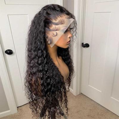 China Body Wave Virgin Brazilian Raw Hair Curly Water Wave 150% 180% 200% Pre Plucked Bleached Lace Front Wig Hair HD Knot Hair Wigs for sale