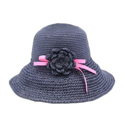 China Girls Eco-Friendly Satin Striped Kids Koala Solid Color Bucket Hats With Flowers Neck For Kids for sale