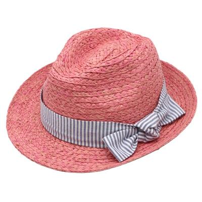 China Custom Women's Summer Panama Hats Straw Hat Eco-Friendly Felted Hat With Bling Black Ribbon For Women for sale