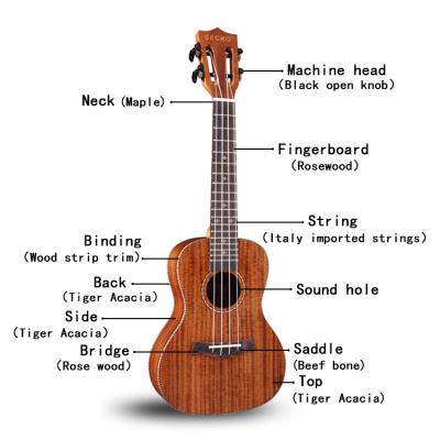 China Wholesale High Quality KOA Concert Aquila String Solid Koa Ukulele for sale