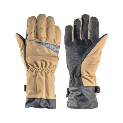 China Josephine Beige Firefighter Safety Gloves Fire Fighting Flame Retardant Heat Resistant Breathable 4 Layers Design Aramid Fabric for sale