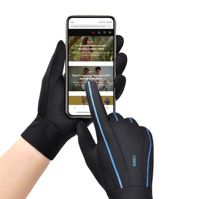 China Polyurethane Factory Custom Cycling Full Finger Gloves Elastic Cloth Comfortable Breathable Non-slip Touch Screen Design for sale