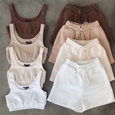 China 2021 New Arrivals Summer Fashion QUICK DRY Soft Sleeveless Top With Short Pants Two 2 Pieces Set Women for sale