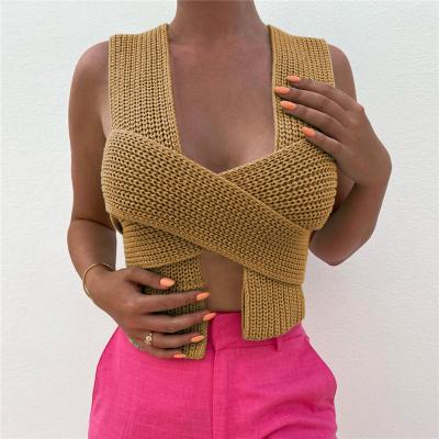 China 2021 Breathable Knit Cropped Sweater Women DIY Styled Lace Up Cardigan Crop Top Sweater Plus Size Sweaters Invest for sale