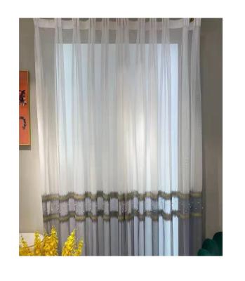 China Blackout window screen embroidery living room balcony bay window screen curtain gradient blackout jacquard white embroidery curtainS-021 for sale