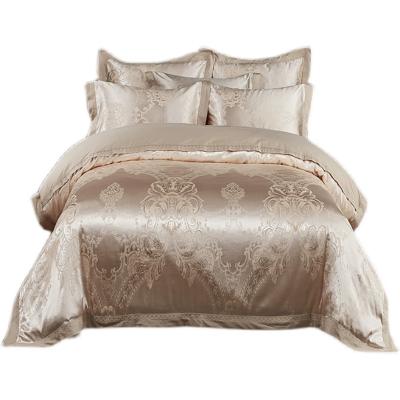 China Luxury air permeable satin high-end jacquard cotton long-staple European style pure bedding set 4 pieces for villa bedroom for sale