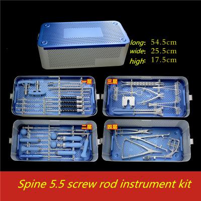 China Orthopedic Instrument Spine 5.5 Titanium Pedicle Screw Rod Medical Instrument Set Lumbar Vertebra Posterior Installation Kit Small for sale