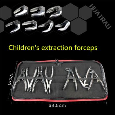 China 7pcs Children Tooth Forceps Stainless Steel Pliers Set Dental Extraction Dentist Surgical Clinic Tools with Kit Oral Teeth Care Small for sale