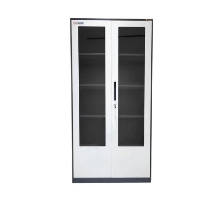 China Wholesale Adjustable Swing Office Furniture 2 Door (Height) Iron Straw Glass Storage Cabinet For Sale for sale