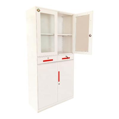 China Modern Custom Made Glass Door Sliding Door Furniture Office Metal Multilayer Filing Cabinet 2 Cabinet for sale