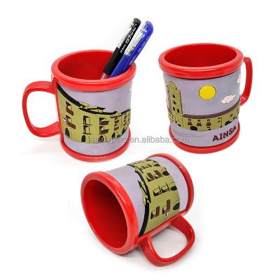 China Education Home Office Accessories Cup Shape Pen Holder Custom Logo Soft PVC Pen Container for sale