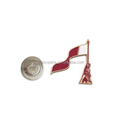 China Existing Qatar Mold Qatar Flag Lapel Pins Magnetic Metal Badge For National Day Gifts for sale