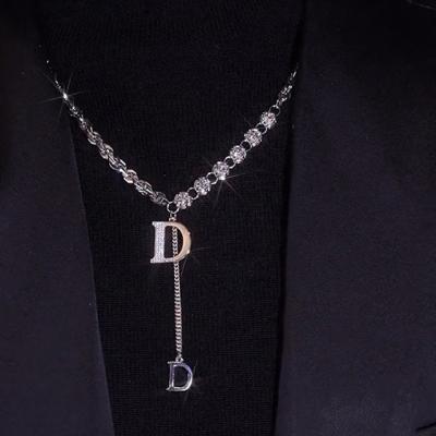 China Fashion Zircon Micro-inlaid Zircon Letter D Necklace Autumn And Winter Femininity Creative Personality Wind Light Soft Luxury Hair for sale