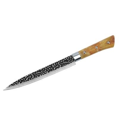 China Durable 8 Inch Kitchen Sharp Stainless Steel Black Blade Roast Turkey Meat Carving Knife With PP Handle for sale