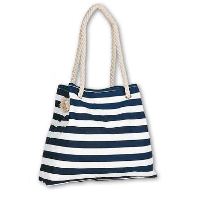 China 100% Eco-Friendly Wholesale Printing Standard Size Stripe Canvas Thick Beach Tote Bags for sale