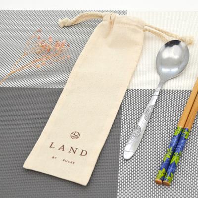 China Outdoor Recyclable Cotton Pouch Drawstring Chopsticks Bifurcate Natural Straw Pouch Bag Holder Drawstring Bag for sale