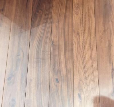 China Traditional Walnut Color Stained Mongolian Teak Hardwood Flooring for sale