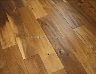 China Traditional hand scuffed large sheet solid acacia wood flooring for sale