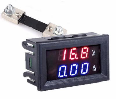 China Industrial Dual Voltmeter Ammeter Digital Volt Ampere Meter Gauge With Lines DC 100V 10A 50A 100A Voltmeter Ammeter LED Detector for sale