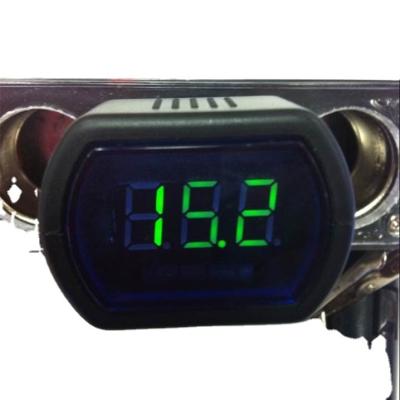 China DC 12V/24V LED Display Car Charger Mini Car Digital Volt Meter Cigarette Voltmeter Can Lead Cigarette Refurbished Voltmeter 30mm for sale