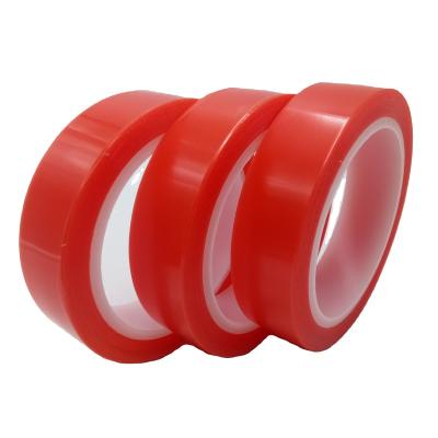 China Heat Resistant Double Sided High Temperature Red Coating Film Transparent Acrylic PET MOPP Tape For Electronic Component Lamination Car for sale