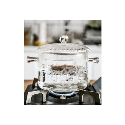 China High Borosilicate Glass Home Sustainable Soup Pot Transparent Heat Resistant Stew Pot for sale