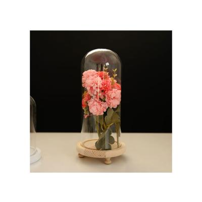 China Europe wedding decor preserved rose in clear glass dome small glass dome candle cover for sale