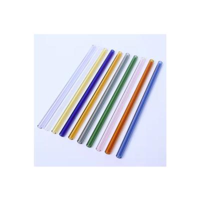 China High Quality Reuse Porcelain Manufacture Colored Straw Coke Juice Glass Drink Straw Round Mouth Glass Straw for sale