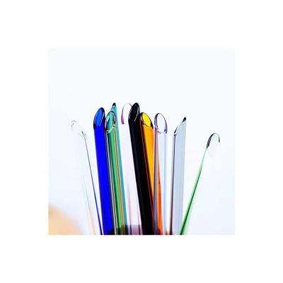 China Recycle Good Price Hot Sale Colored Straw Coke Juice Glass Drink Straw Round Mouth Glass Straw for sale