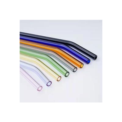 China Recycle Straw Wholesale High Quality Colorful Glass Straw Coke Juice Drinks Around Mouth Glass Straw for sale