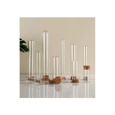 China New Storage Design Wholesale Price Corked Glass Flat Bottom Scented Tea Flower Dry Test Tube for sale