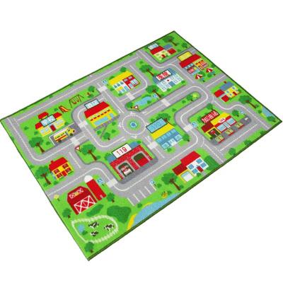 China Washable Nylon Baby Boys Girls Toys Polyester Traffic Cover Mat Road Map Kids Cartoon Game Play Mat Babies Nylon Crawling Mat for sale