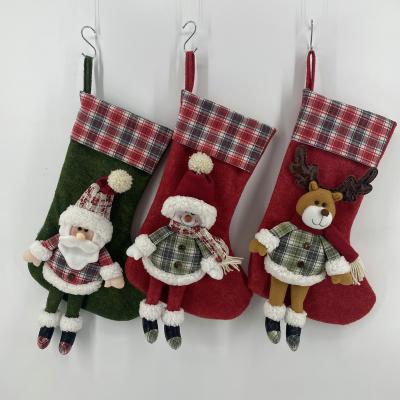 China Christamas Home Decoration CHRISTMAS STOCKING DECORATION SANTA/SNOWMAN/DEER HOME STOCKINGS 2022 for sale