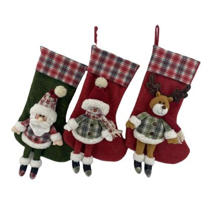 China Christamas Home Decoration CHRISTMAS STOCKING DECORATION SANTA/SNOWMAN/DEER HOME STOCKINGS 2022 for sale