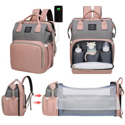 China With USB Hot Sale Mosquito Net Custom Mummy Backpack Bags Waterproof Large Folding Insulated Baby Diaper Bags With Changing Station for sale