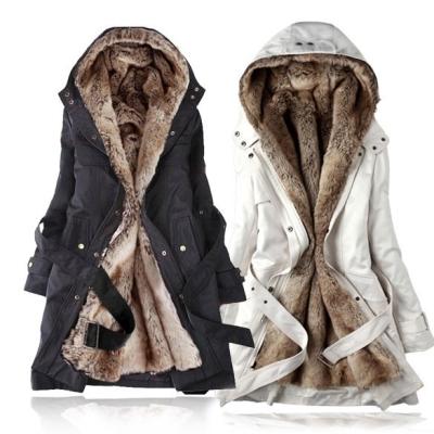 China Fashion Anti-Shrink Women's Girl's Fur Hoodies Coat Classic Cotton Clothes Overcoat for sale