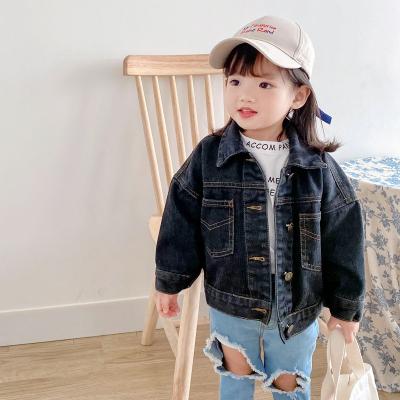 China Anti-wrinkle Outwear kids denim jacket OEM boy and girl custom baby kids plain fur jeans denim jacket for kids for sale