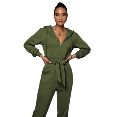 China QUICK DRY high quality long sleeve dungarees V-neckline hoodie for women playsuits 2021 womens overalls for sale