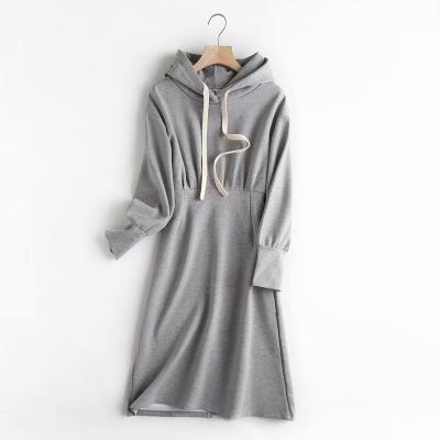 China Anti-Wrinkle Solid Color Pullover Hoodie Sweat Casual Dress Home Wear Easy Simming Dress for sale