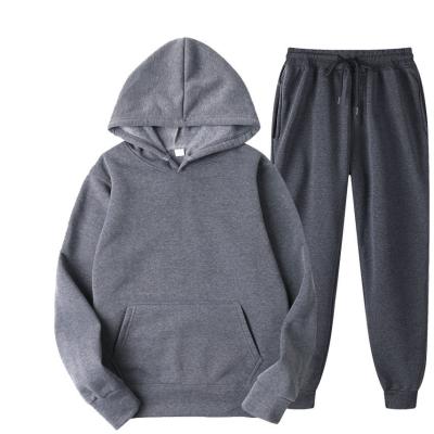 China Anti-wrinkle sport solid color unisex casual pullover hoodie set pants two-piece set for sale