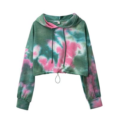 China Wholesale 2020 autumn pullover purple long sleeve anti-pilling sweatshirt with loose crop in solid color tie dye cropped top hoodie for sale