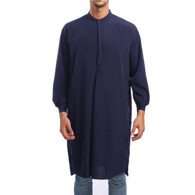 China Casual India Arabic Style Mens Long Sleeve Kurta Shirts Muslim Robe for sale