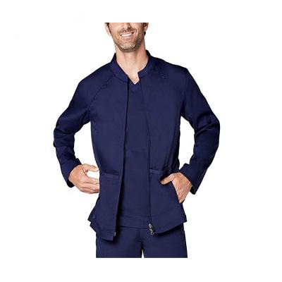 China Custom Made Luxury Responsive Hospital Scrubs Nurse For Men Zipper Front Scrub Jacket for sale