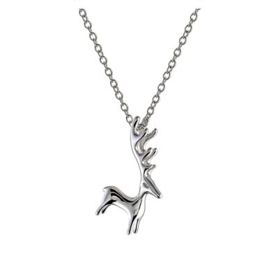 China CLASSIC 925 Sterling Silver Senator Simple Elk of Antlers Necklace Adorn Animal Pendant Necklace Wholesale Christmas Gifts for sale