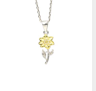 China 925 Sterling Silver Yellow Sunflower Flower Necklace Wholesale CLASSICS for sale