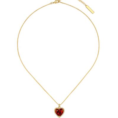 China Luxury Vintage Heart Crystal Necklace Fashion 18k Real Gold Jewelry Sets Delicacy CLASSIC Red Heart Crystal Pendant Necklace For Women for sale