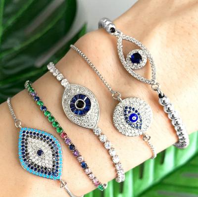 China 2021 Newest Classic Retro Demon Exercises FASHIONABLE Blue Eye Full Adjustable Bracelet for sale